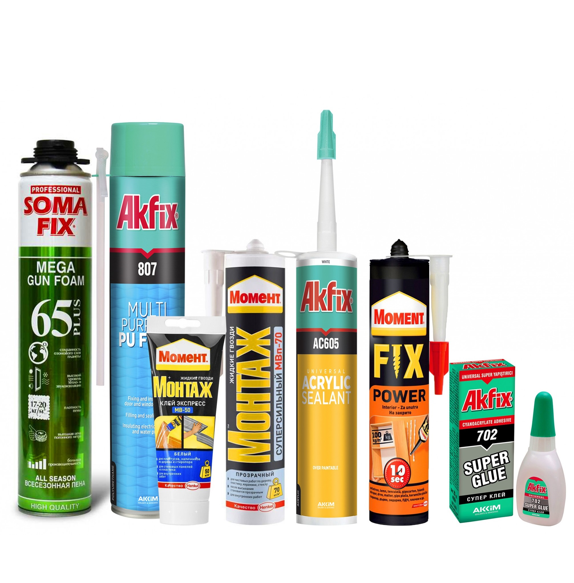 Клеи, герметики, пена монтажная