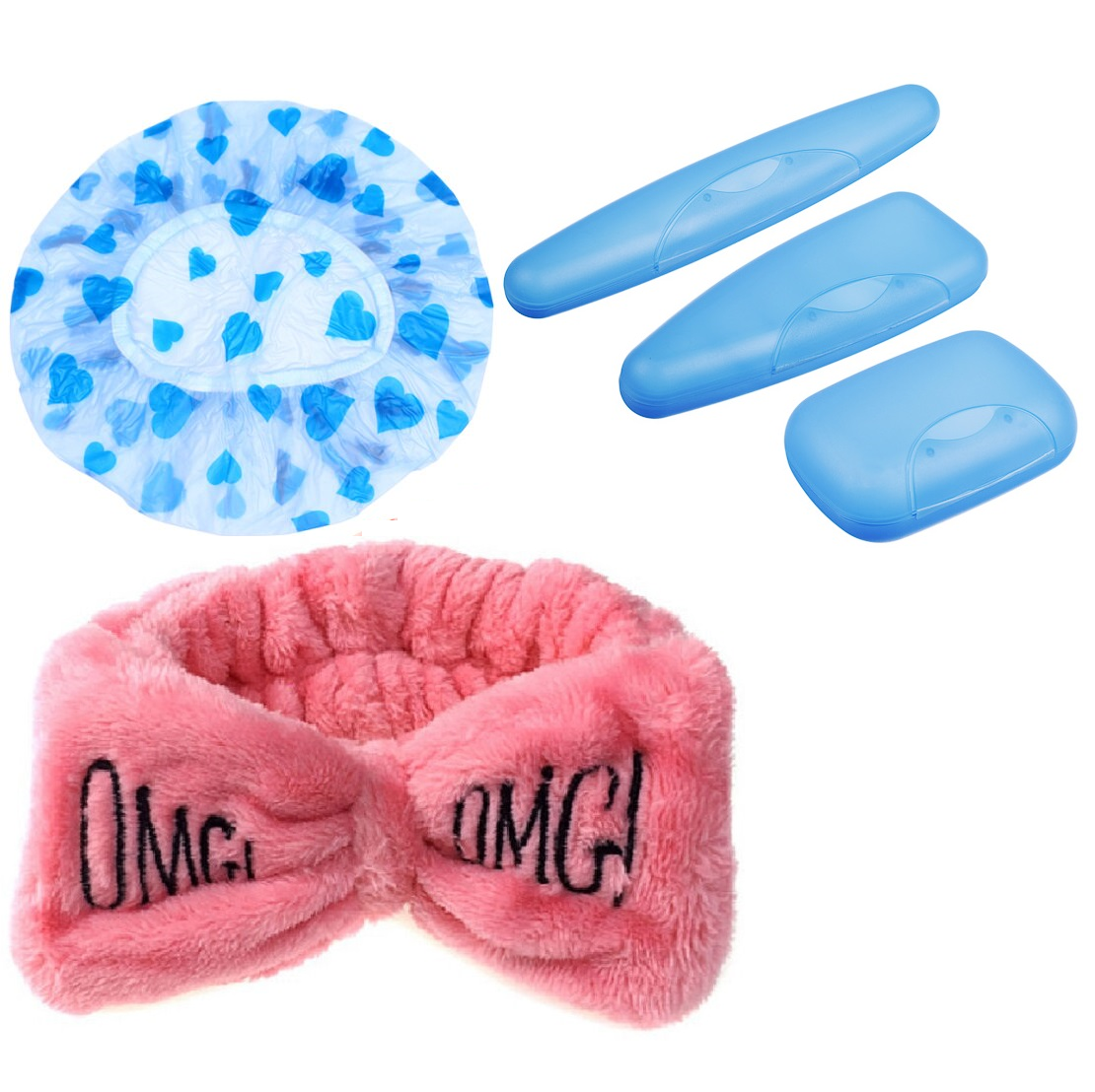 Шапочки для душа, повязки, дорожные наборы