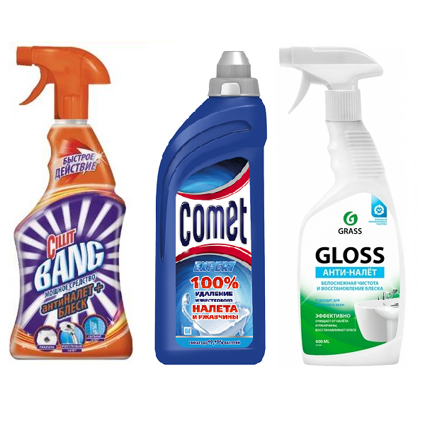 Чистящие средства для ванн и раковин (в том числе суржа)