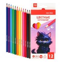 Карандаши цветные Prof-Press Черный котик 12цв
