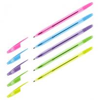 Ручка шариковая Стамм 555 синяя 0,7мм неон микс