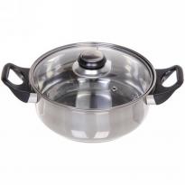 Кастрюля из нерж стали Cook 1,3л со стеклянной крышкой 18х8см