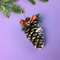 Украшение НГ Шишка 14,8см белый тней 