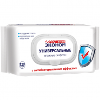 Салфетки антибактер Эконом Smart 120шт с клапаном