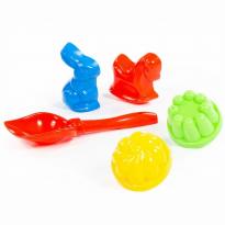 Песочный набор №329 лопатка №5 формочки заяц лошадка и 2 круглые формочки
