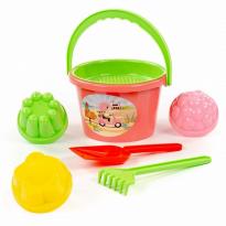 Песочный набор №11 ведро ситечко 3 форм лопатка грабельки